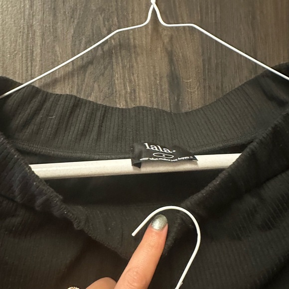 Black Ribbed Top and Pants Set - Picture 3 of 3